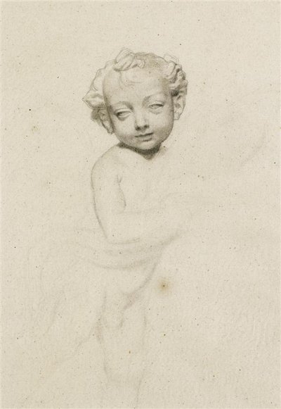 Dibujo del niño alado de Andrea del Verrocchio de Albert Anker